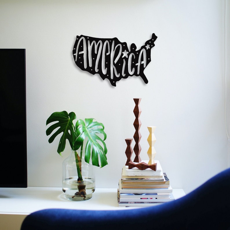 Map of United States Metal Wall Art America Continent Map - Etsy