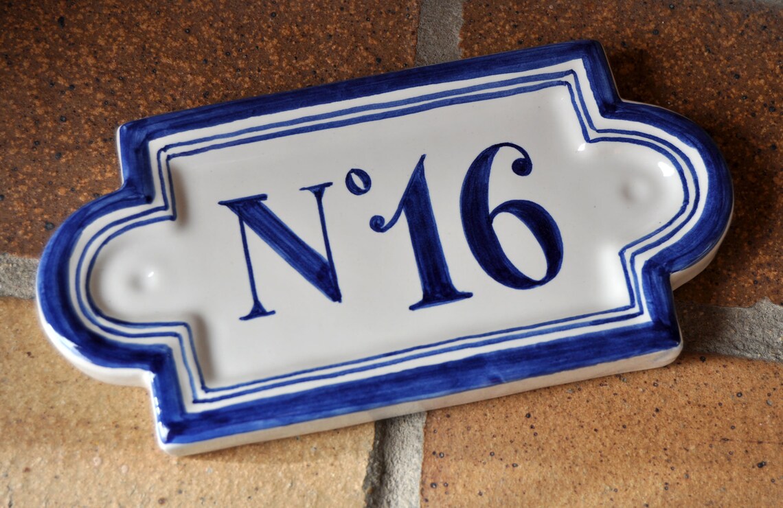 Ceramic plate with Number. Custom label with letters and Etsy