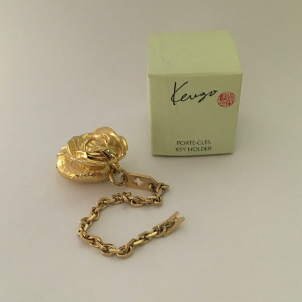 Kenzo vintage keychain gold tone in box