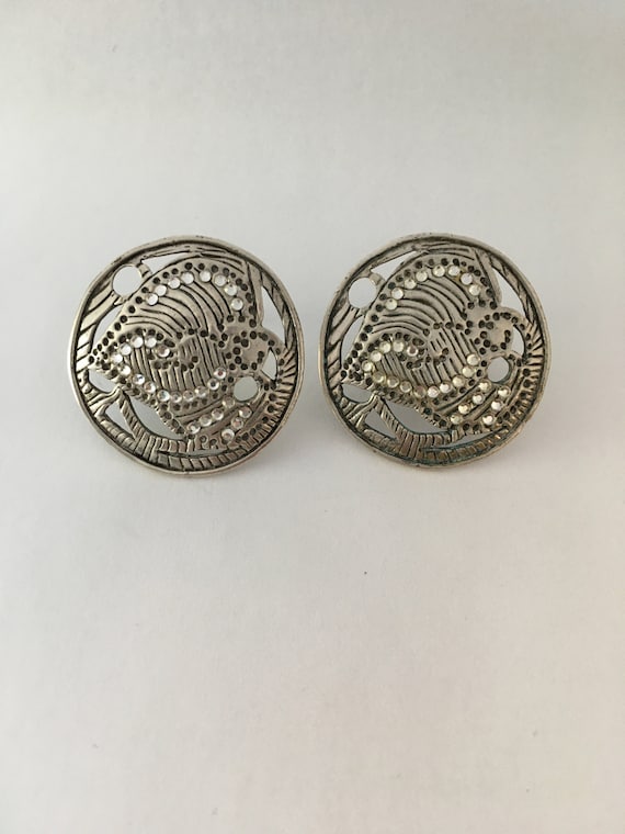Taratata France earrings silver tone clip-on earr… - image 1