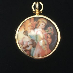 Jean Desprez 1982 vintage pendant Bal a Versaille Limoges porcelain-fragranced medallion