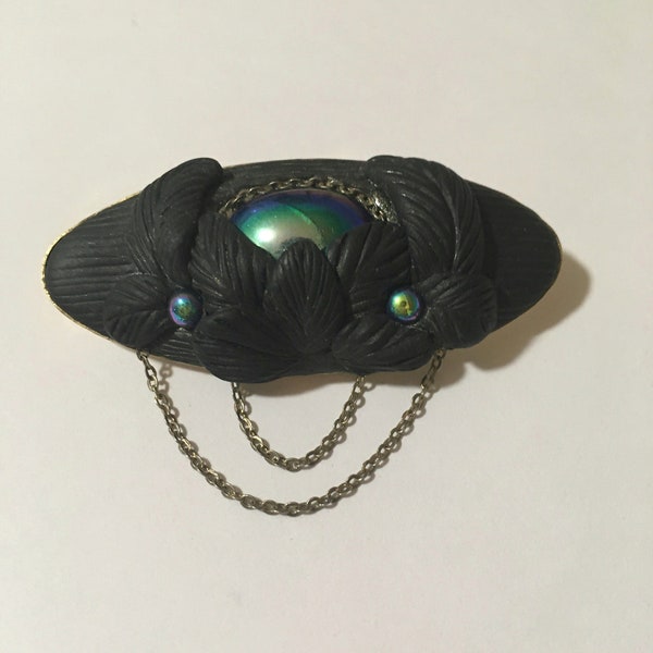 Vintage brooch ‘70es inspired by Art Deco period polymer clay Fimo