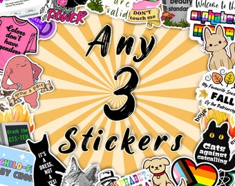 Choose 3 [THREE] stickers from the entire range (except mirror stickers) | Vinyl Sticker Bundle | Combo Set | Feminism | mental health