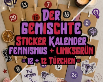NEU: Der Gemischte Sticker Adventskalender Feminismus und Antifa - 24 Türchen - VORVERKAUF!
