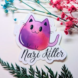 Nazi-moordenaar - Alternatieve sticker links | toon uw bericht | mensen ondersteunen | activisme | Machtiging