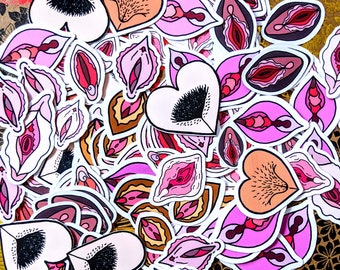 Pile &#39;o&#39; püssys - Vulvinis! - 15 mini Stickers - Feminist Stickers | support people | | against patriarchy Actionism | Empowerment