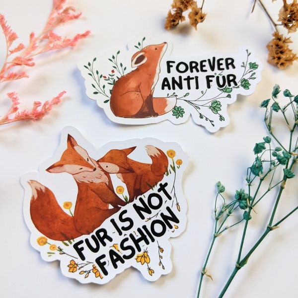 Anti Fur - Sticker SET | show your message | veganism | for the animals | Empowerment | activism