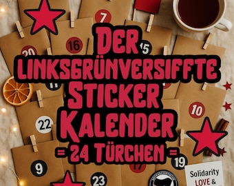 Linksgrün versiffter Sticker Adventskalender - 24 Türchen - VORVERKAUF!