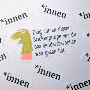 Sockenpuppe Gendern - Feministische Sticker | zeig deine message | support people | gegen das Patriarchat | Aktionismus | Empowerment