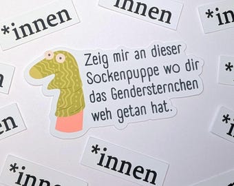 Sockenpuppe Gendern - Feministische Sticker | zeig deine message | support people | gegen das Patriarchat | Aktionismus | Empowerment
