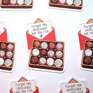 Vergeet de chocolade - rode letter - linkse alternatieve stickers | toon uw bericht | mensen ondersteunen | tegen het patriarchaat | Actionisme