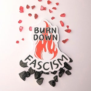 Fascisme verbranden - linker alternatieve sticker | toon uw bericht | steun mensen | tegen het patriarchaat | Actionisme | Machtiging
