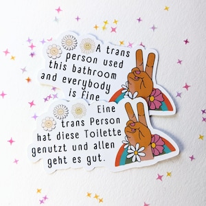 Trans persoon toiletsticker - LGBTQ-sticker | in het Engels of Duits | steun mensen | tegen het patriarchaat | Machtiging