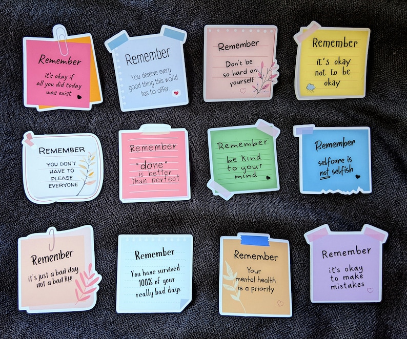 Mental health post its Reminder Set - psychology sticker | show your message | support people | Actionism | Empowerment Full set of 12