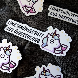 linker groene eenhoorn - linker alternatieve sticker | toon uw bericht | steun mensen | tegen het patriarchaat | Actionisme | Machtiging