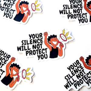 Stilte geen bescherming - linker alternatieve sticker | toon uw bericht | steun mensen |actionisme | Machtiging