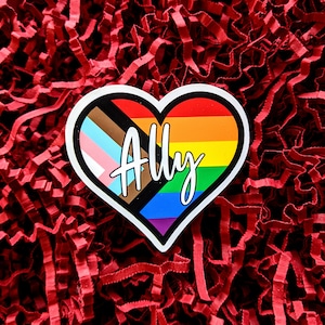 Autocollant de fierté LGBTQ Gender Heart Ally | montrez votre message | Actionnisme | Autonomisation