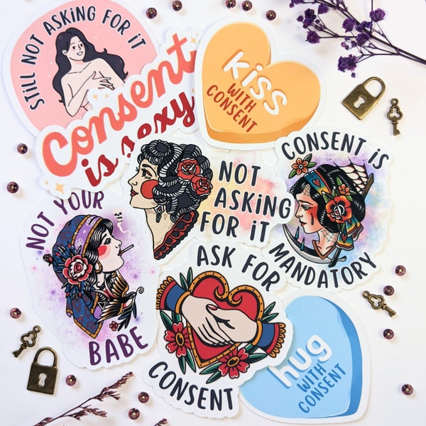 The Consent Sticker Set - wholesome sticker | consensus | Trust | feminist stickers