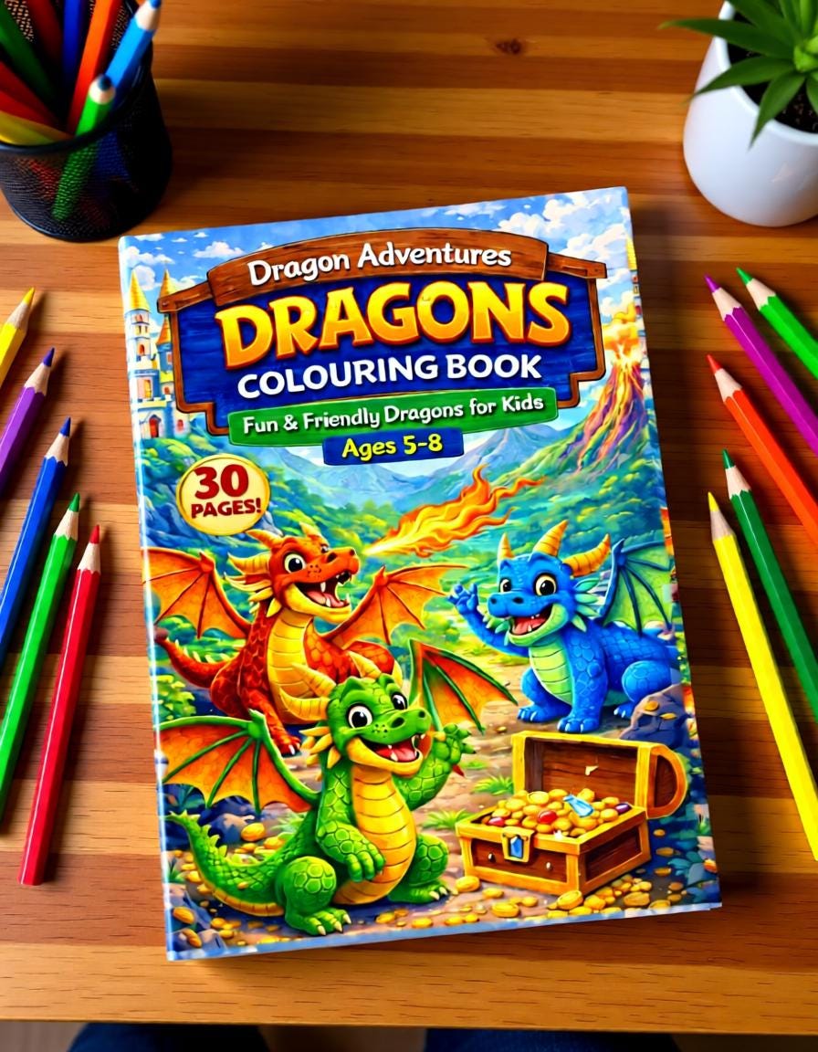Dragon Colouring Book for Kids Ages 5–8 | Cute & Fun Dragons | 30 Pages ...