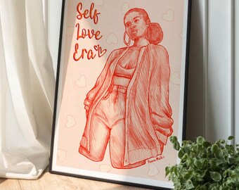 Self Love Era Wall Art – Positive Affirmation Print, Afrocentric Home Decor, Black Girl Magic, Self-Care Poster, Mental Health Gift