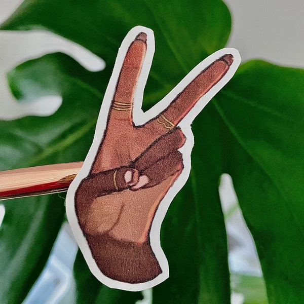 Peace sign sticker glossy matte black girl sticker for bullet journal cultural gift stationery supplies for decoration phone accessory art