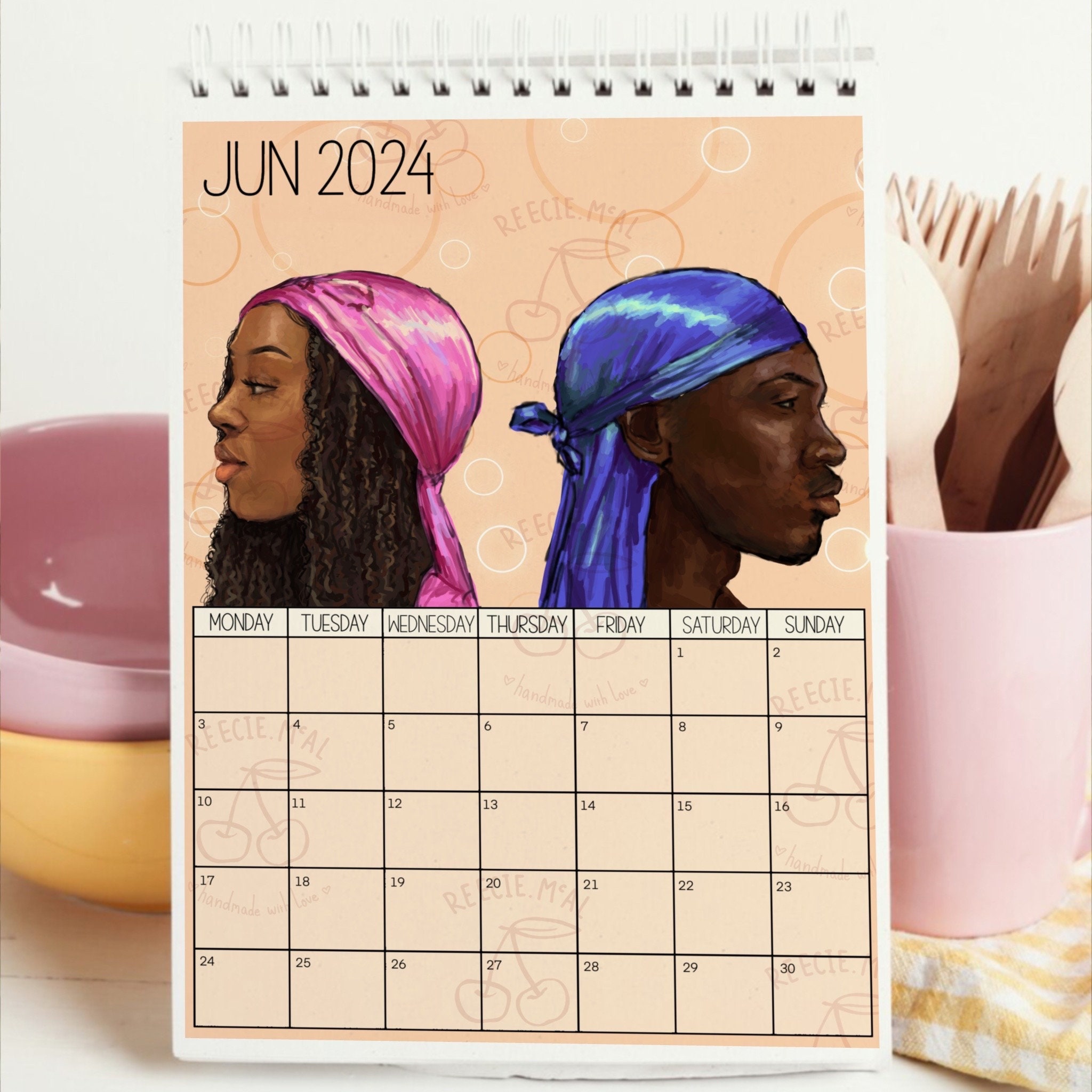 June 2024 Black Art Calendar, Black Girl Organisation Calendar, Durga