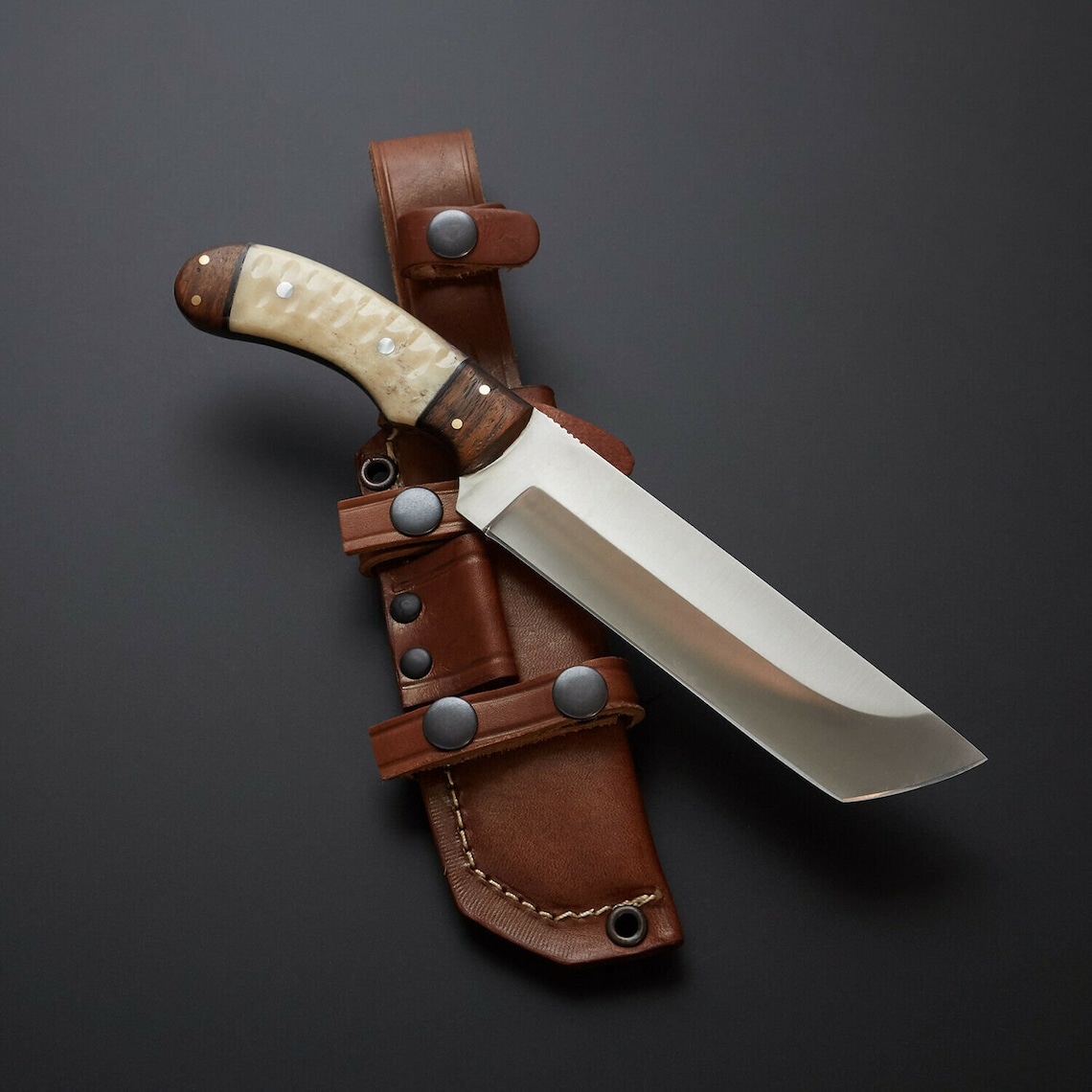 D2 Steel Tanto Knife With Beautiful Bone Handle Included Etsy UK