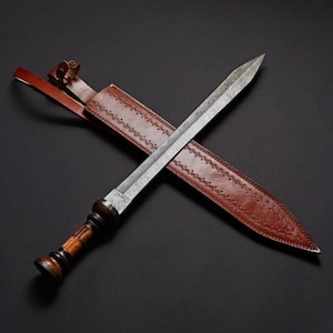 Damascus Roman gladius Sword with Beautiful handle included leather sheath