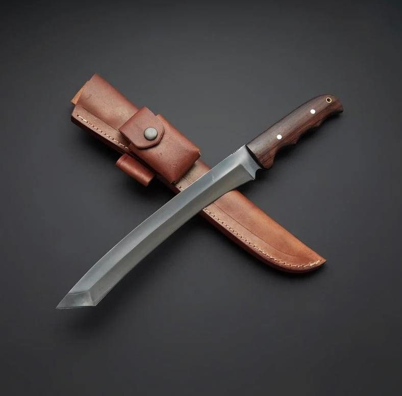 D2 Steel Tanto Knife  with Beautiful Wood handle included leather sheath best gift for him / her