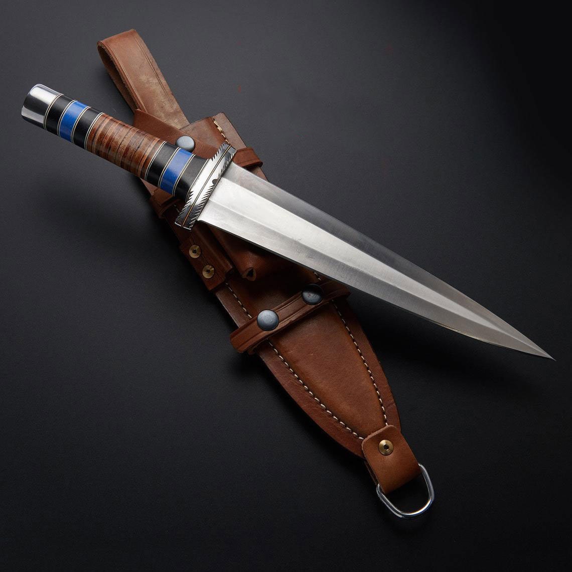 D2 Steel Dagger With Beautiful Leather & Micarta Handle Included