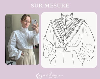 SUR-MESURE : Blouse victorienne en matériaux revalorisés