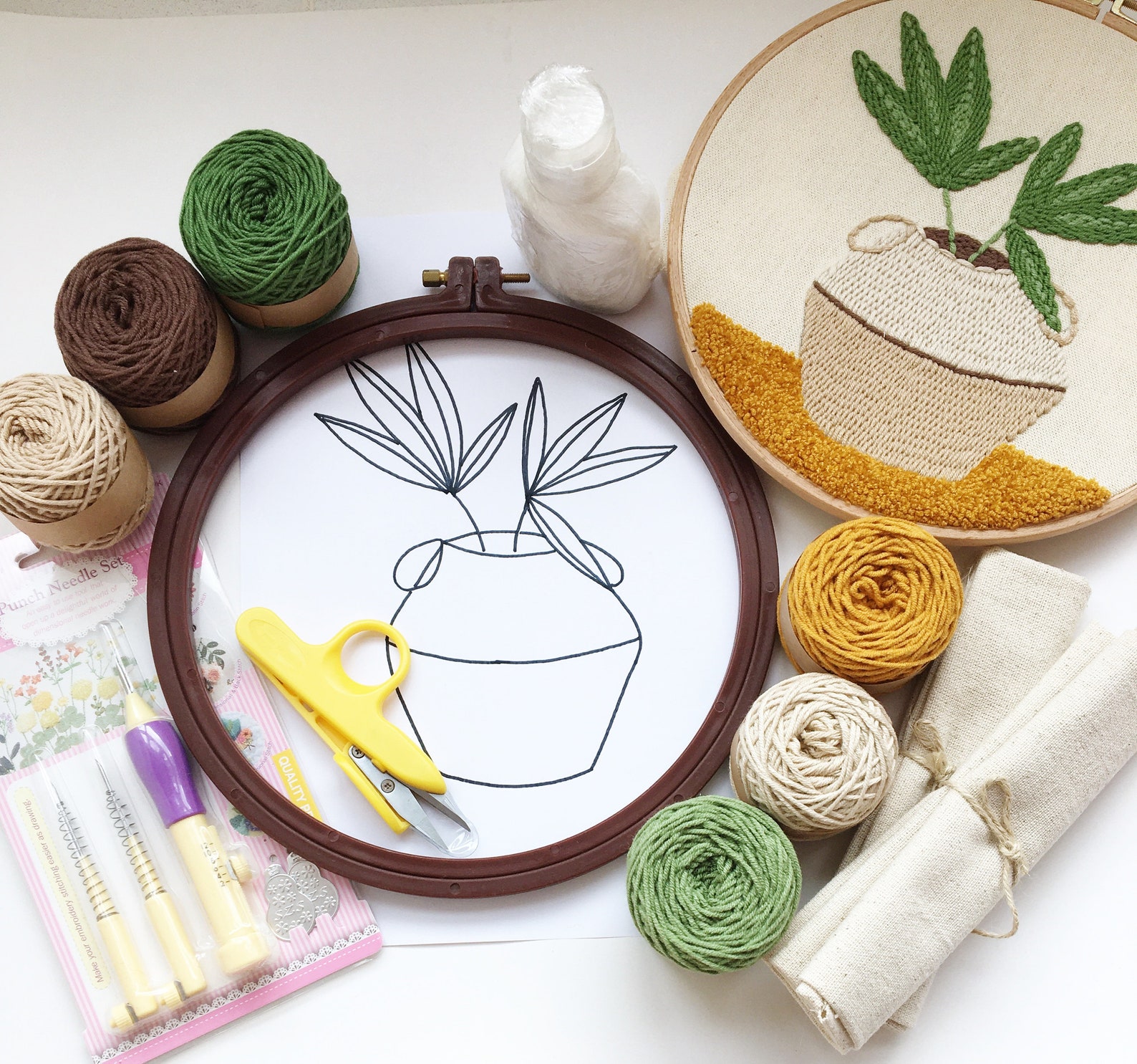 Punch Needle Kit Beginner Punch needle kit Mina Carin Etsy