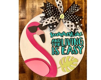 Summertime | Summer Round | Flamingo Cutout | Bike Cutout | Laser Cut MDF