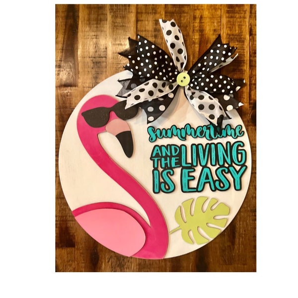 Summertime | Summer Round | Flamingo Cutout | Bike Cutout | Laser Cut MDF