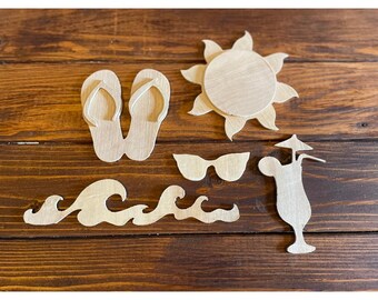 Summer Cutouts, sunglasses, sun cutout, wave cutout, summer vibes, summer wood cutouts