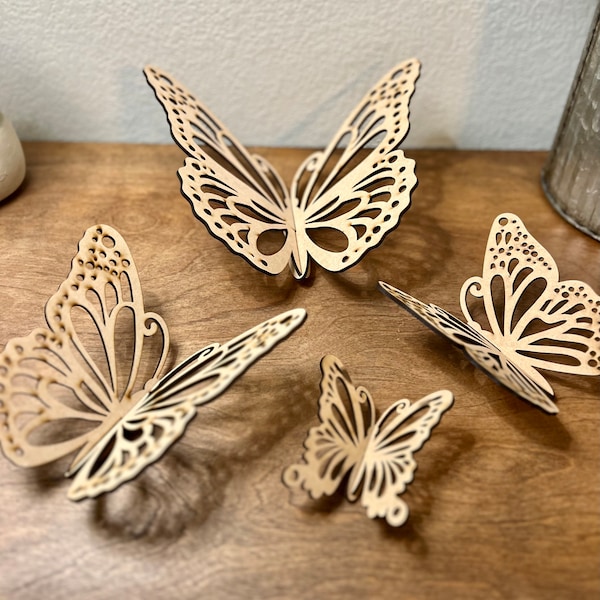 3D Schmetterlinge | Schmetterling | Feder | Schmetterling Ausschnitt | Kranz Anhänger |Stehende Schmetterlinge
