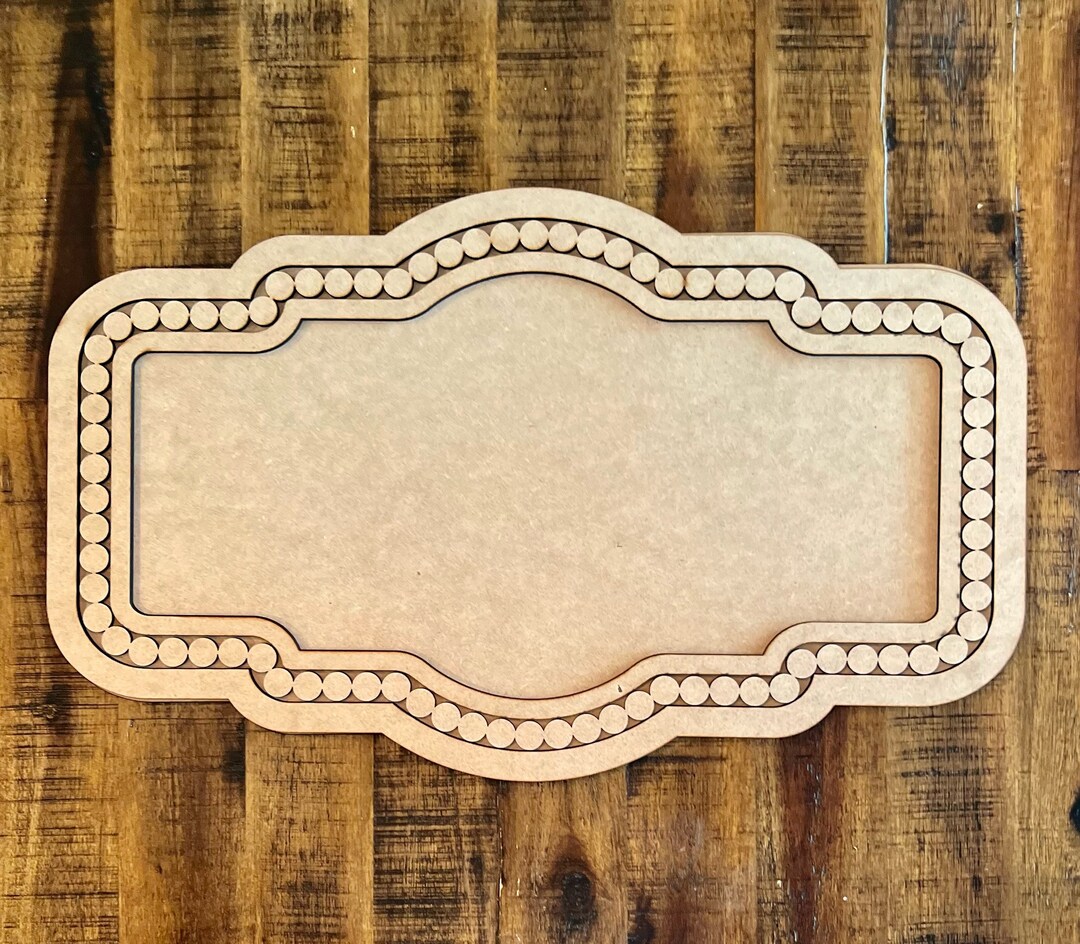 Beaded Oblong Wood Frame Beaded Cutout Beaded Surface Cutout Beaded