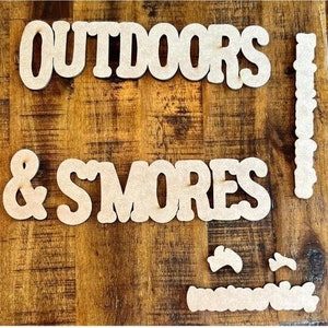 Outdoors & S&#39;mores | Smores Cutouts | Marshmallow Wood Cutouts | Roasting Marshmallows