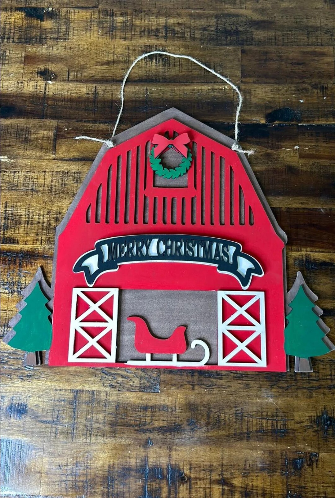 Christmas Barn | Door Hanger | Merry Christmas Barn - Etsy
