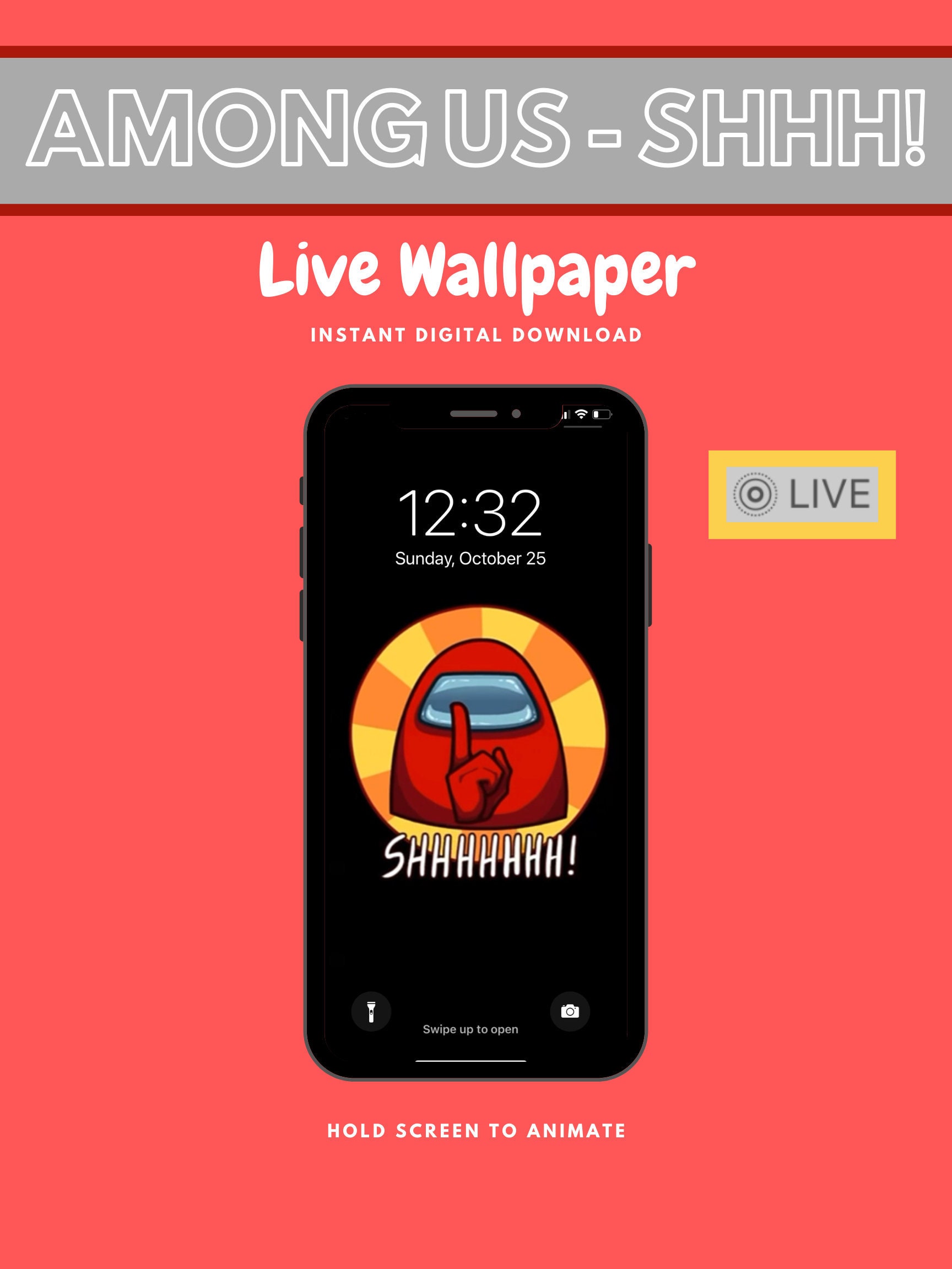 Iphone Among Us Shhhhhh Live Wallpaper Instant Digital Etsy
