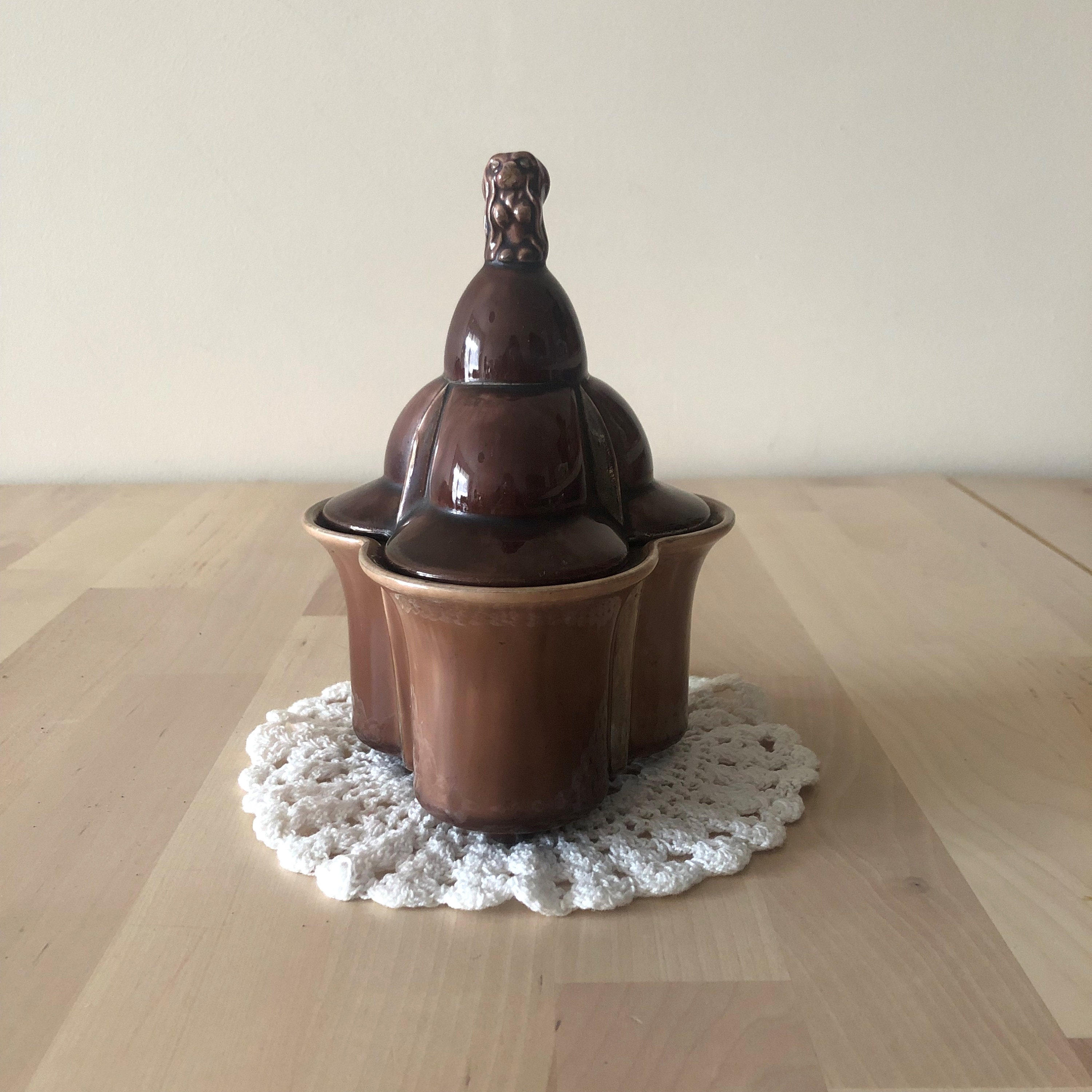 Sucrier Art Déco Tchèque avec Pékinois Vintage Céramique