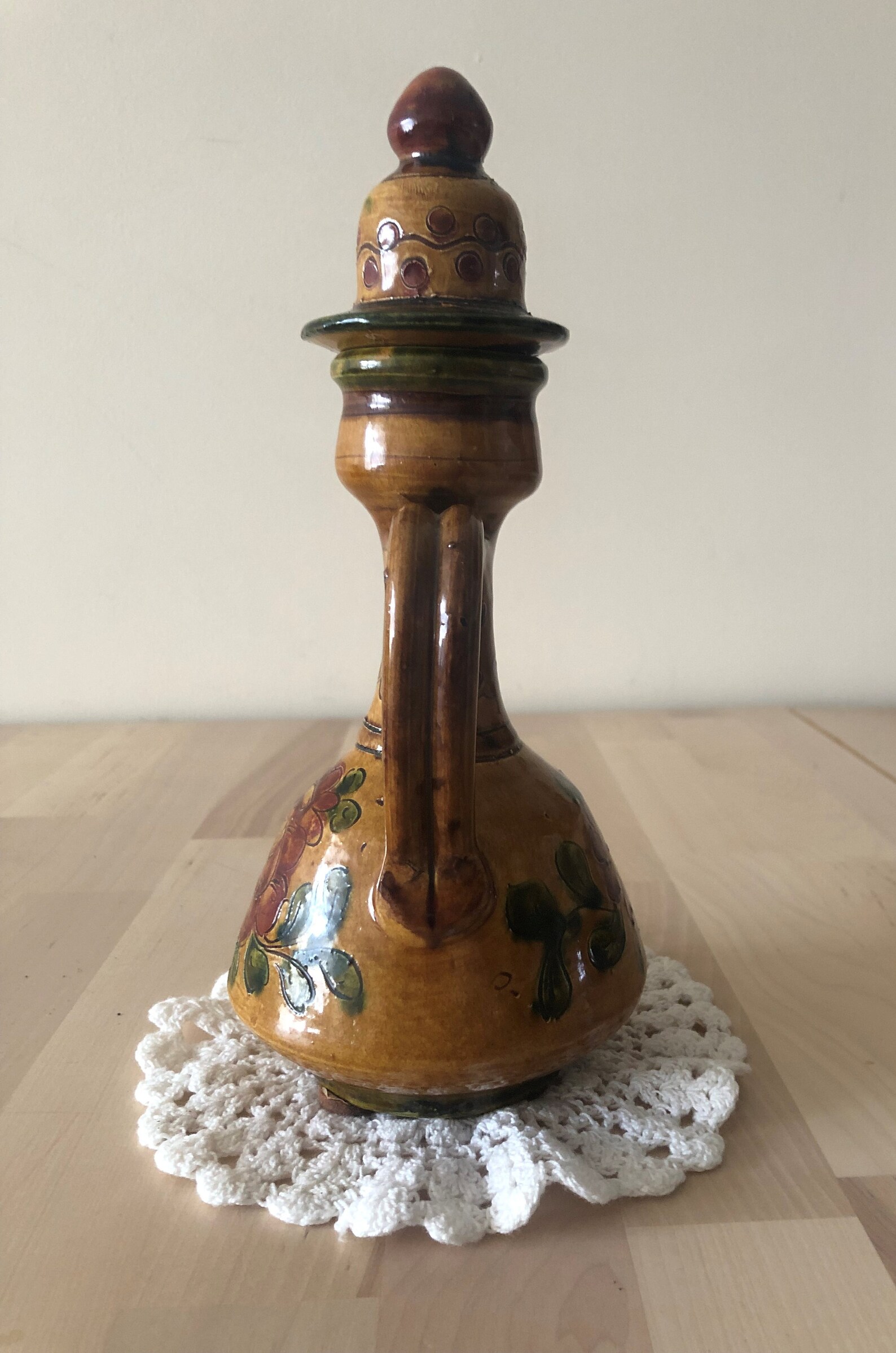Théière Vintage Marfusha - Samovar Poupée Russe - 1975 - Vert Fleuri