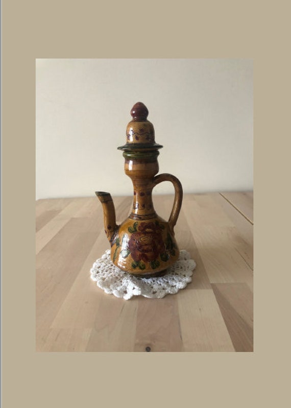 samovar théière en céramique vintage poterie rustique de transylvanie bouilloire