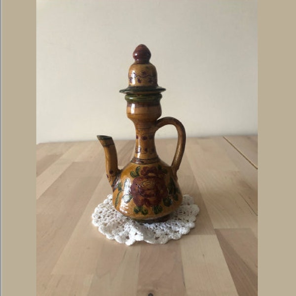 Samovar Théière en Céramique Vintage Poterie Rustique  de Transylvanie Bouilloire
