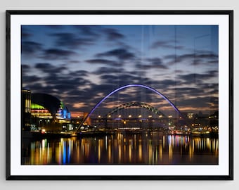 Millenium Bridge at Sunset, Newcastle - England Long Exposure Unframed Print