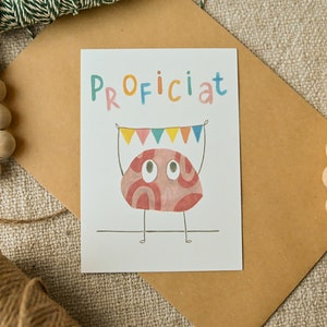 Proficiat postcard - Illustration - Greeting card - Wall decor - Art print - Illustrated card - Congratulation - Congratulation postcard