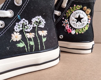 flower embroidered converse