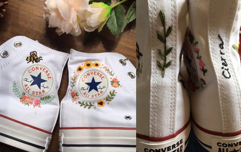 Custom Converse Bees and Sweet Flowers / Convesr Chuck Taylor Etsy