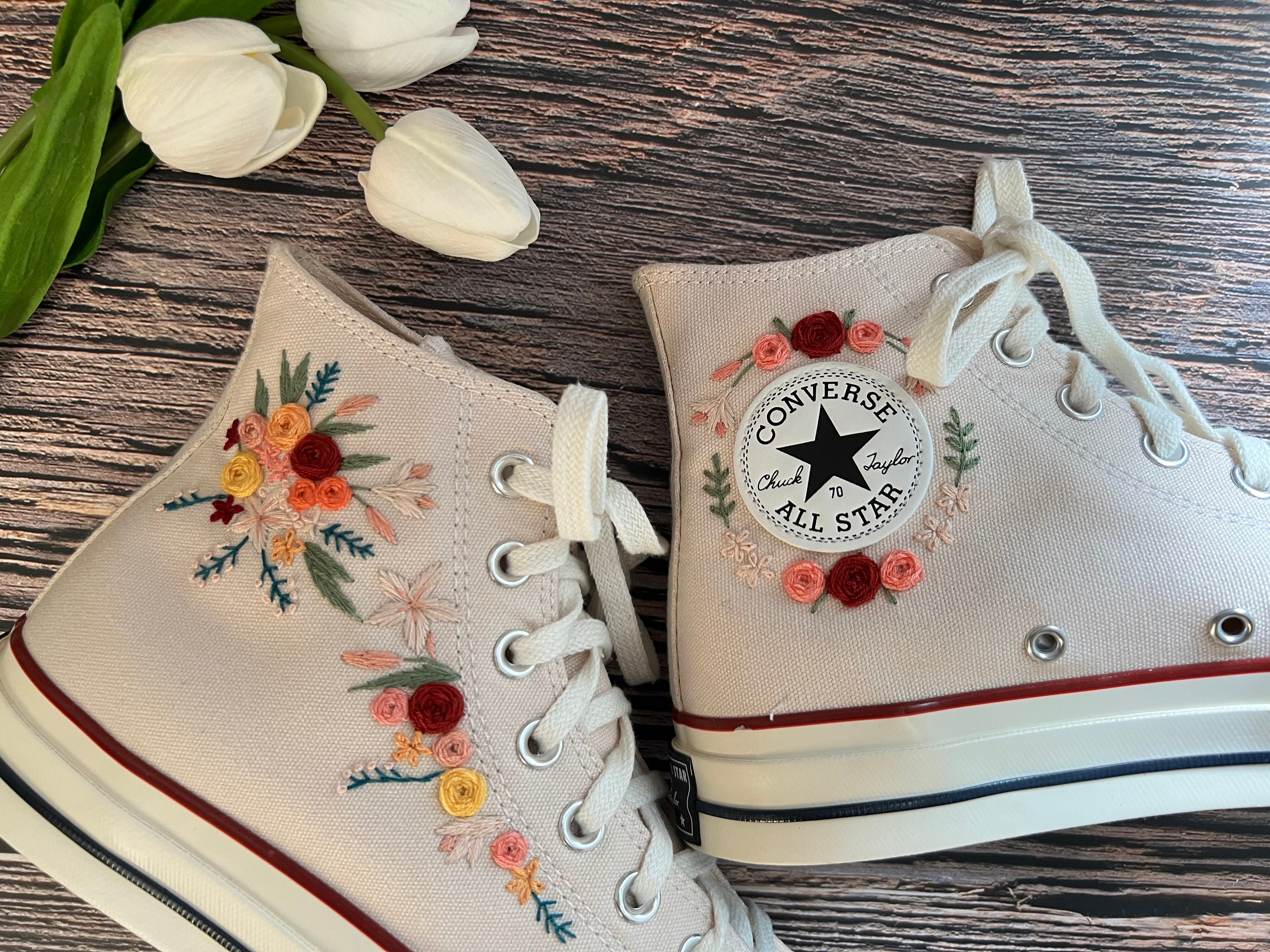 Embroidered Converse/ Custom Converse 1970s Shoes/ Converse - Etsy