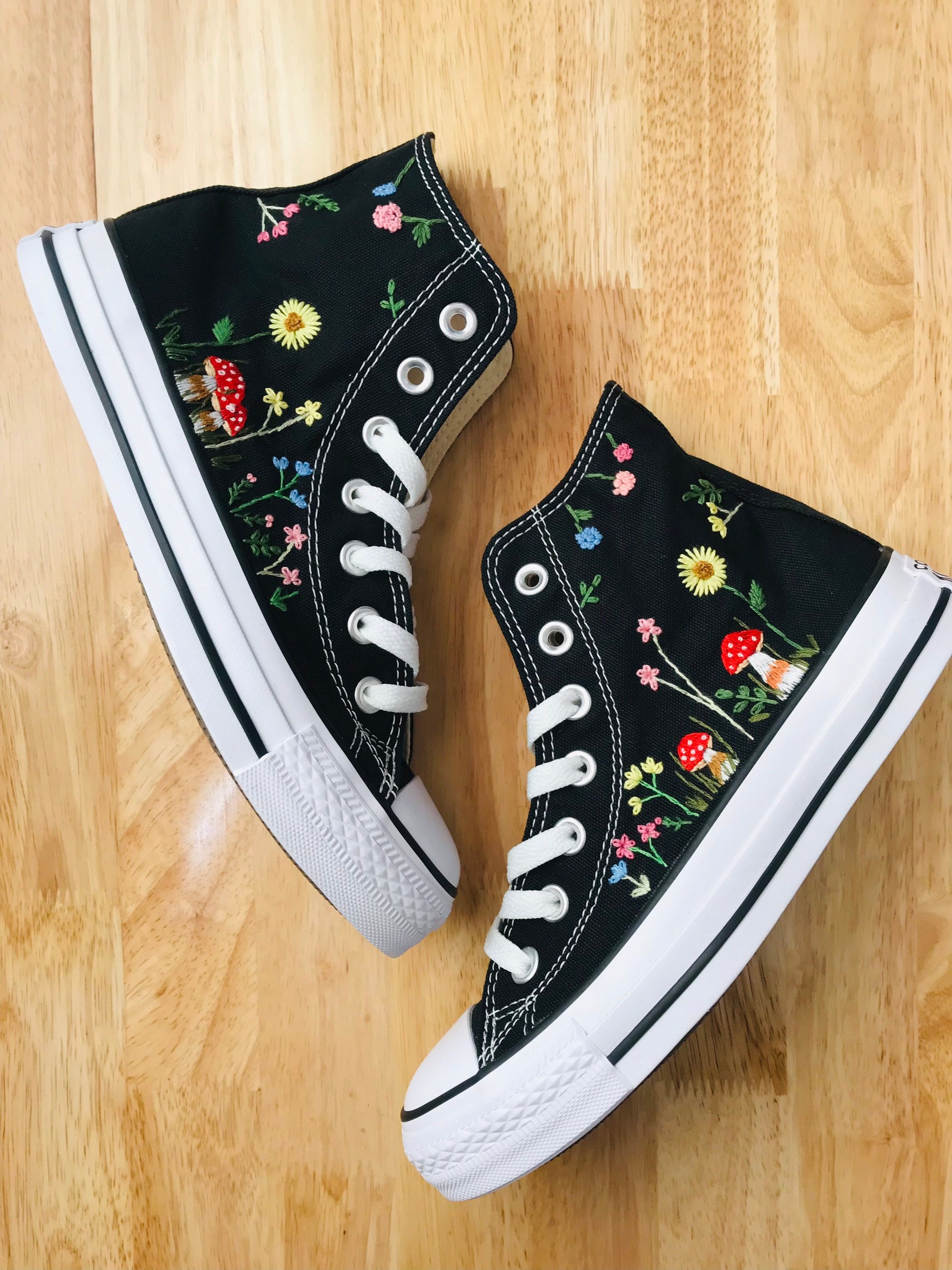 Custom Embroidered Converse Mushroom Shoes / Sweet Beach Day Etsy Australia